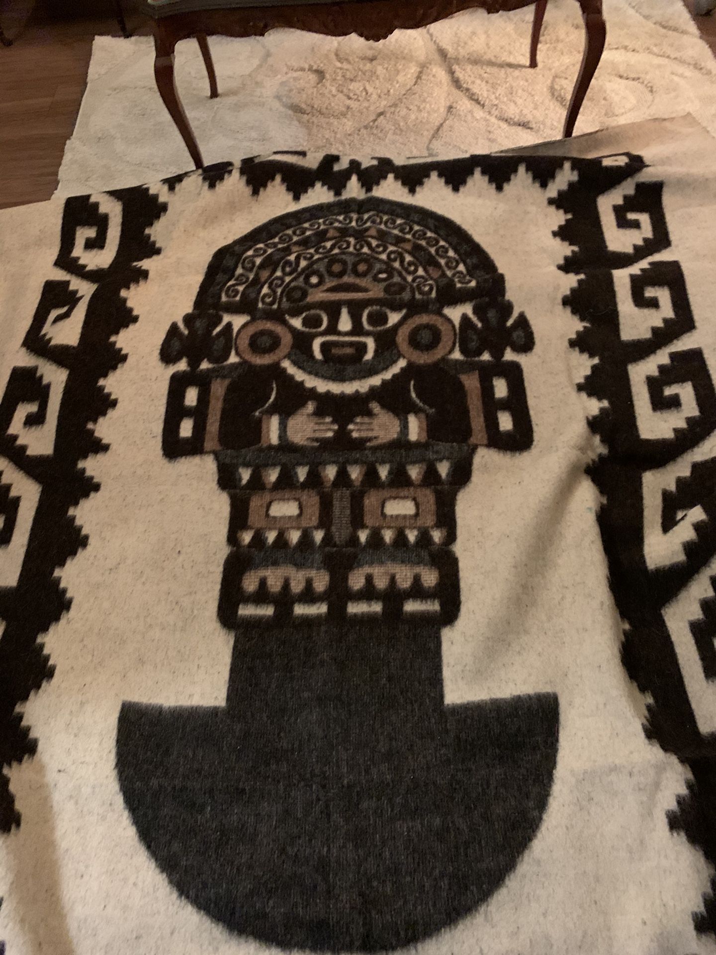 Stunning, reversible llama bedspread, blanket or wall hanging; 72” x 87” from Peru