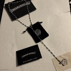 Chrome Hearts Choker Rosary Necklace with Cross pendant gift bag Gothic punk 