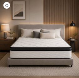 10 Inch Queen Hybrid Mattress (Memory Foam / Innerspring Wrapped Coils) w/ Medium Firmness) [NEW / Compressed]  **Retails for $239