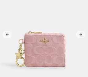 coach pink denim wallet