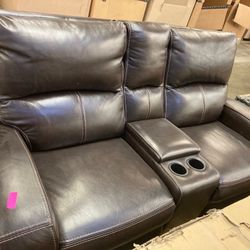 Brand New Leather Power Recliner Loveseat Sofa Couch 