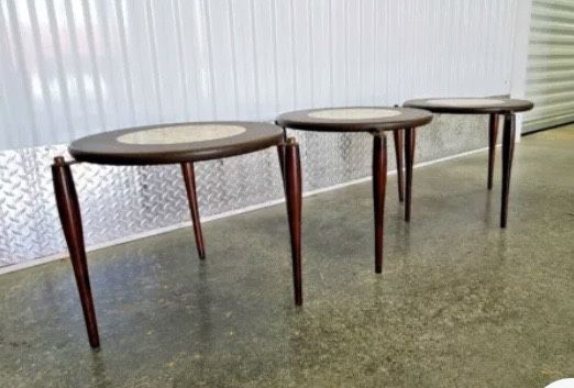 3 Mid century Mother Of Pearl Stacking Tables 