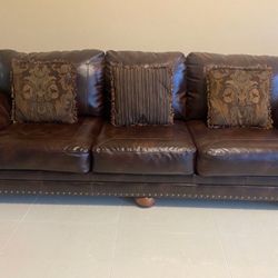 Brown Faux Leather Couch