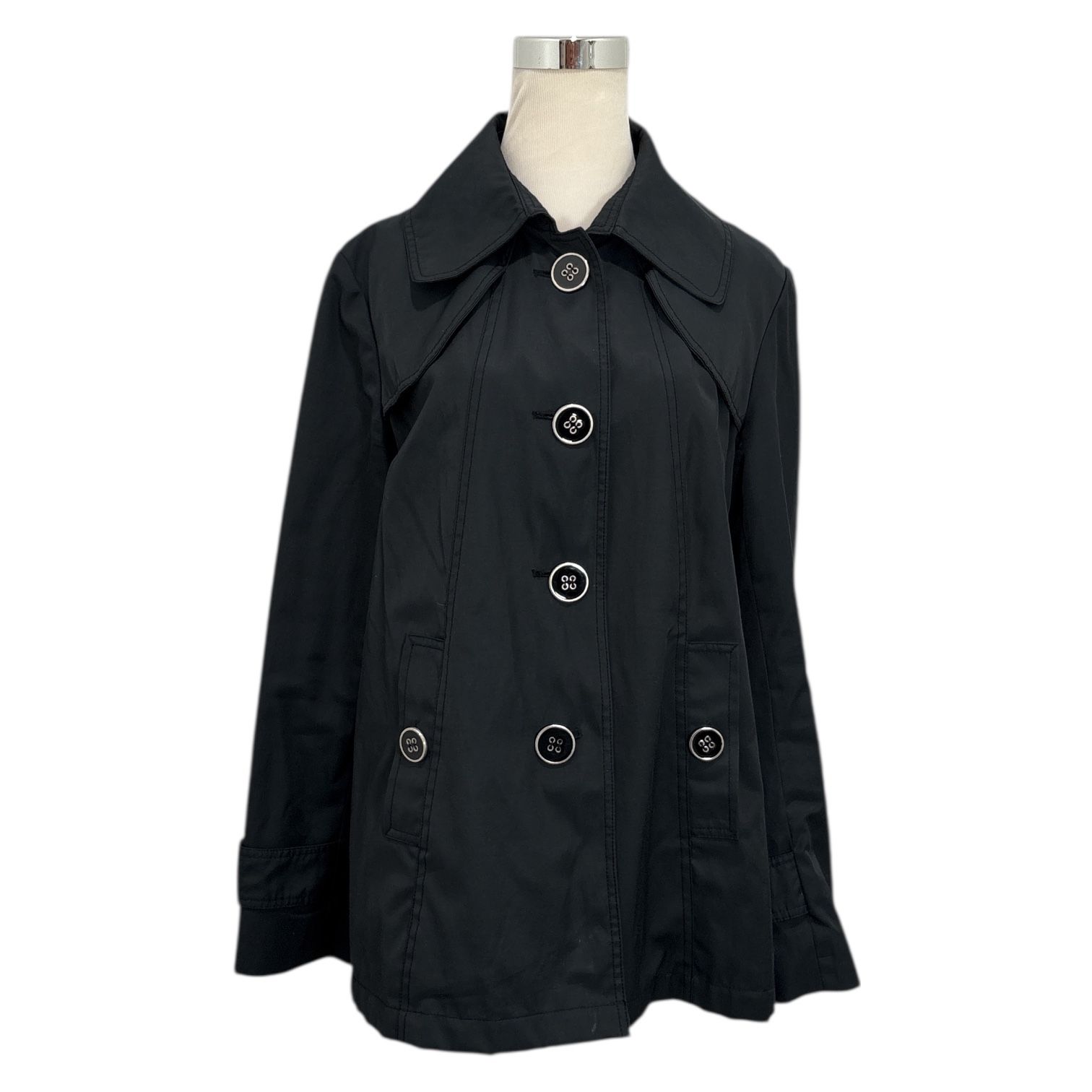 Guess Women's Black Rain Jacket Coat Pockets Size Large