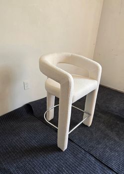 Bar Stool 26" Counter Height Boucle,White,BRAND NEW