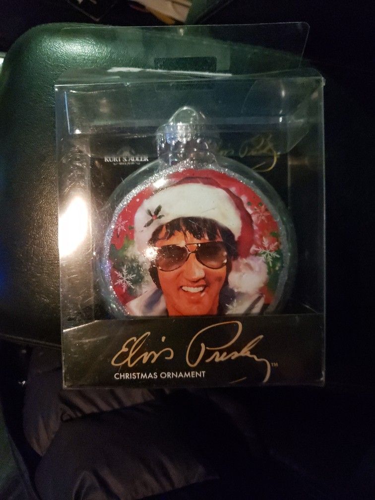 Elvis Glass Christmas Ornament