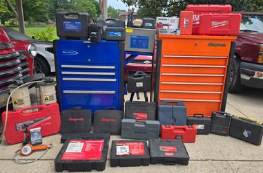 Snap-on and Blue-Point Tool Chests with Automotive Tool Collection