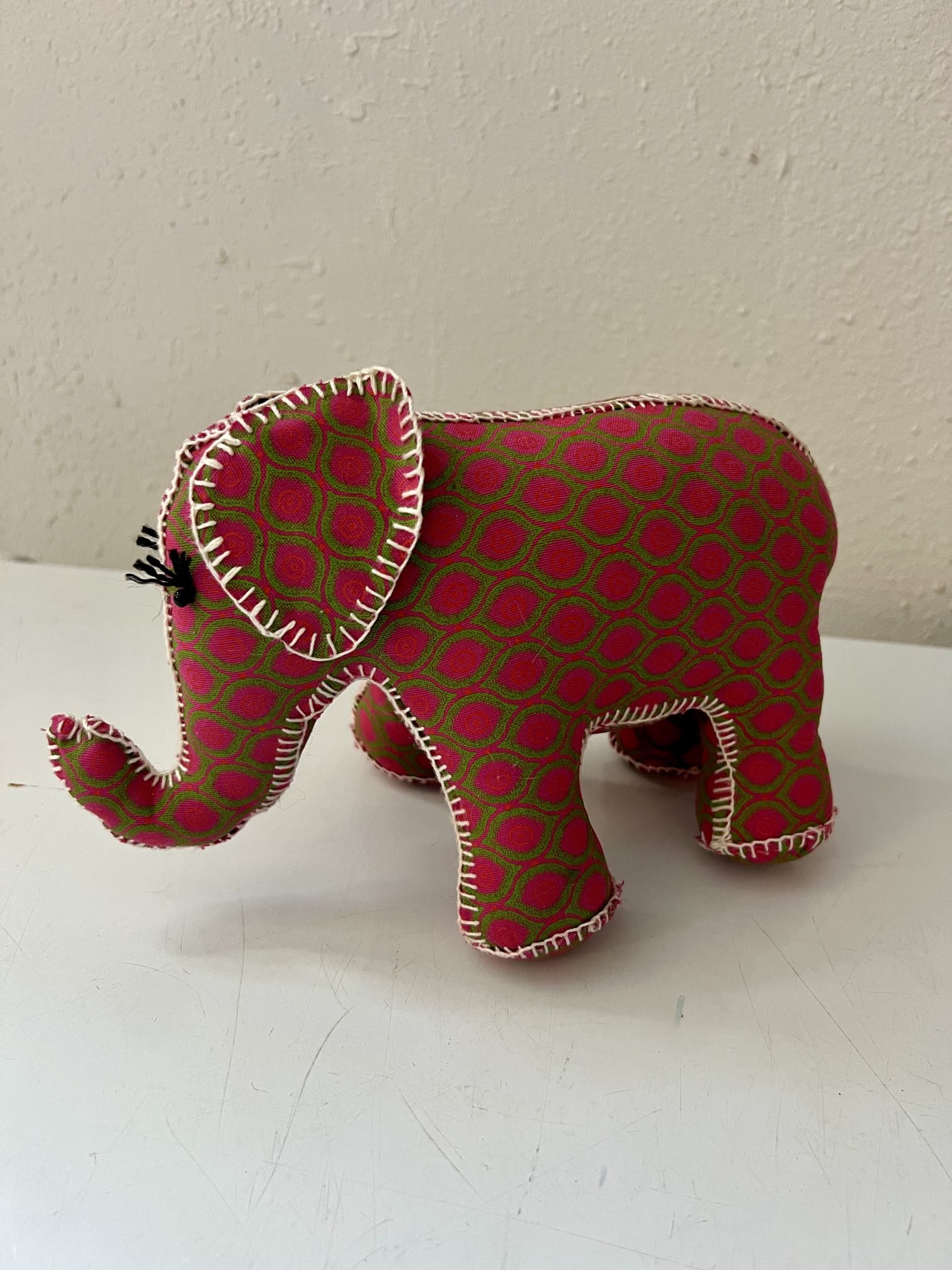 Elephant Stuffed Animal South African Handmade Traditional Shweshwe Fabric