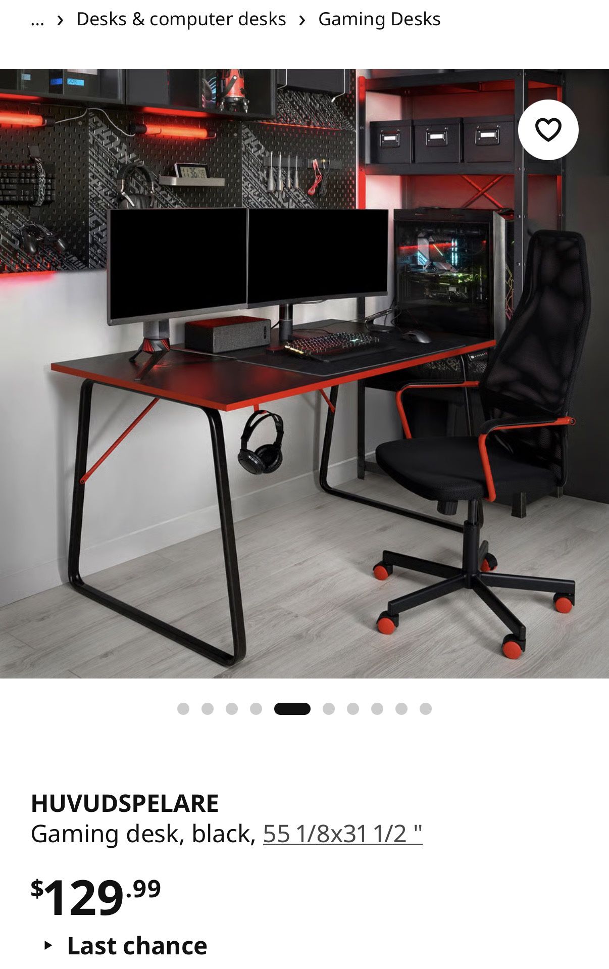 Gamin IKEA Black/red Desk