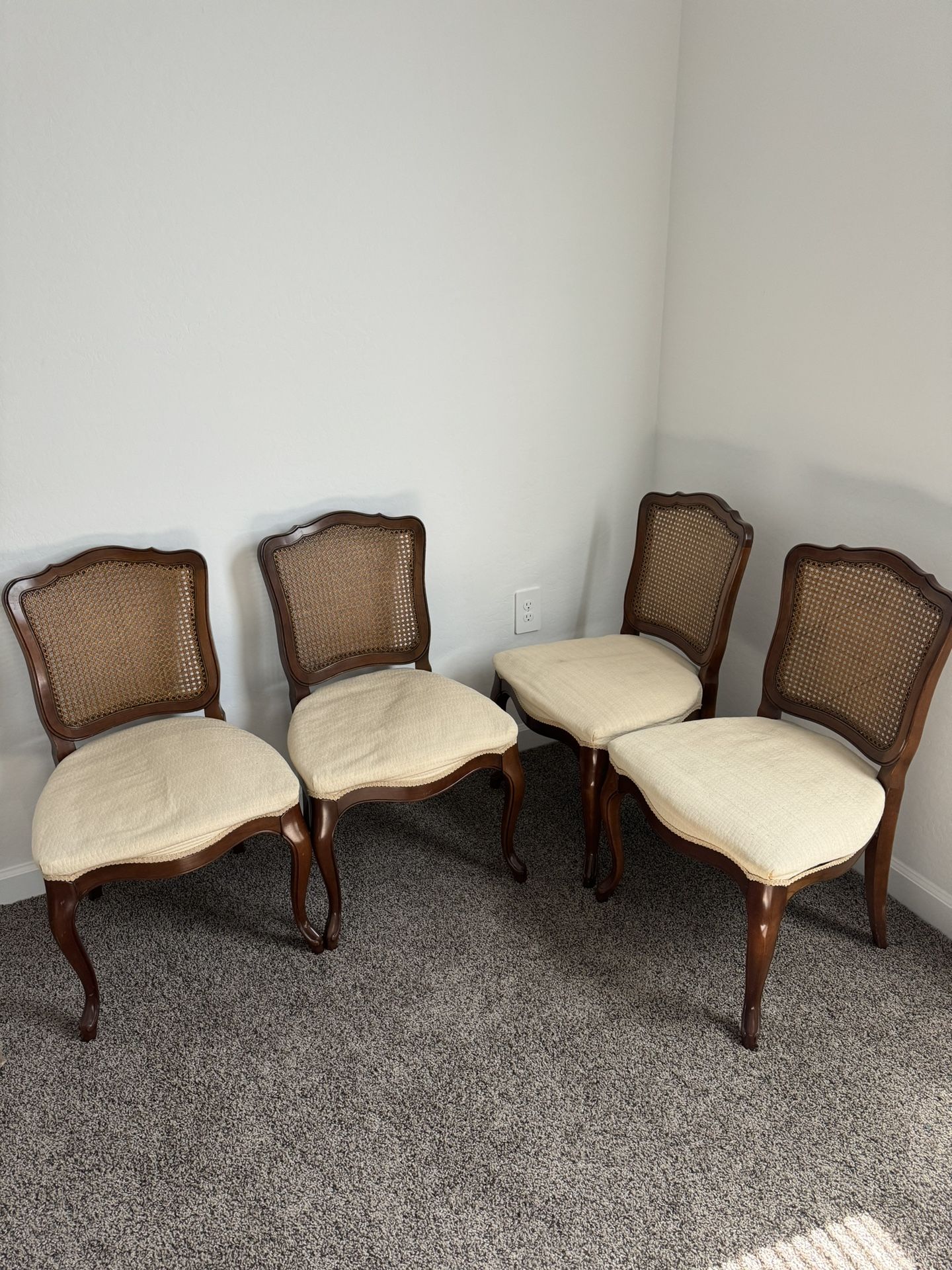 Set Of 4 Vintage French Style Cane Chairs
