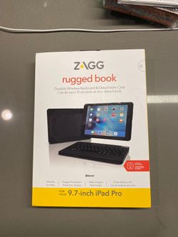 ZAGG Rugged Book Durable Case with Detachable Backlit Bluetooth Keyboard for Apple iPad Pro 9.7 and iPad Air 2 (not made for 2017 5th Gen 9.7) - Black