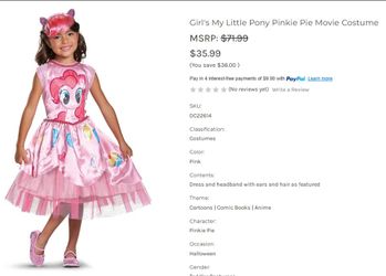 My Little Pony Costume Girl 3T - 4T $12