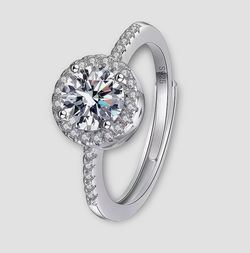 1ct moissanite halo cut ring