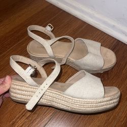 Old Navy Beige Low Wedge Sandals 8.5