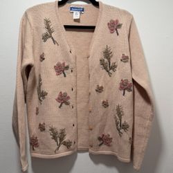 Vintage Light Pink Pendleton Wool And Acrylic Cardigan 