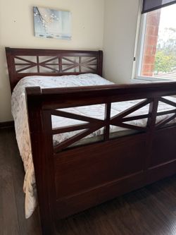 Solid wood queen bed frame