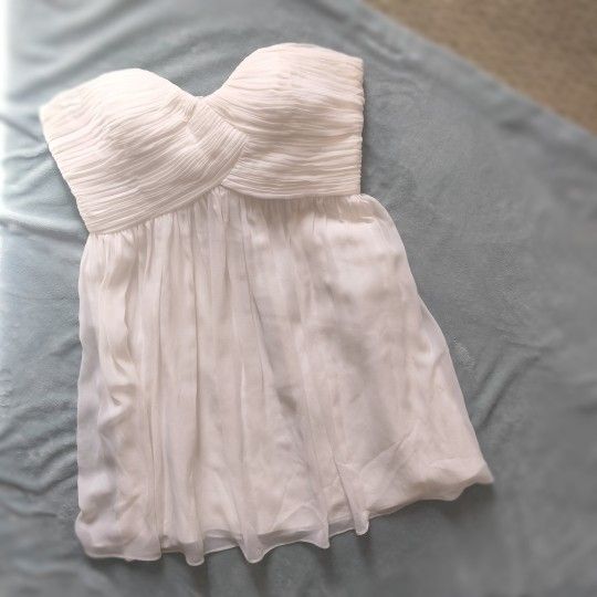 Off-White Donna Morgan Plus Size Dress, Size 14, Strapless, Silk & Chiffon