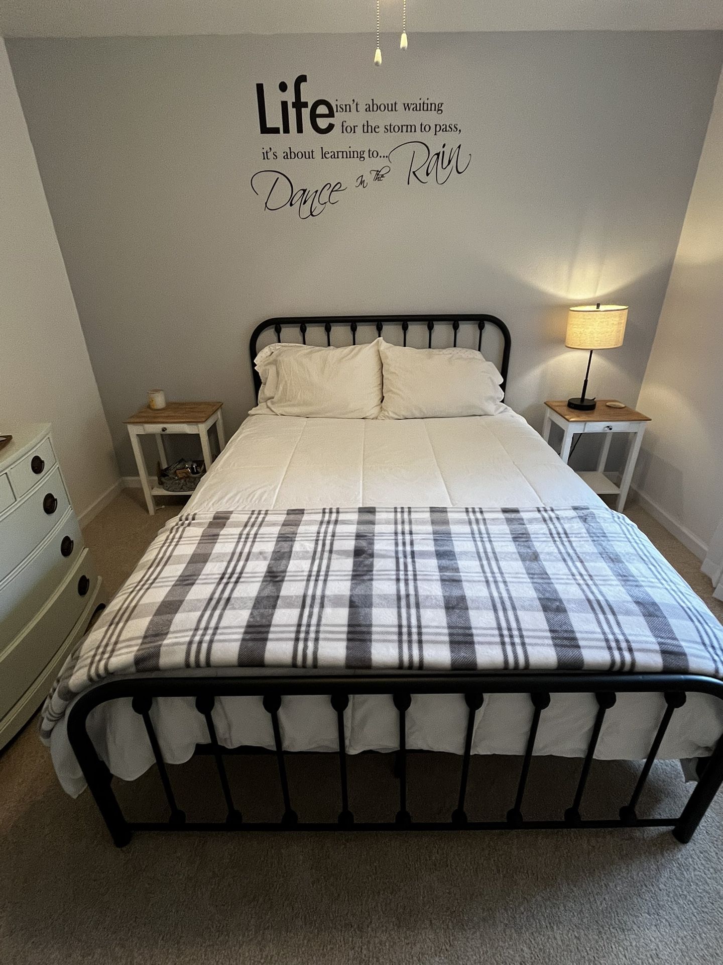 SOLD: Queen - Black Metal Headboard, Footboard & Rails