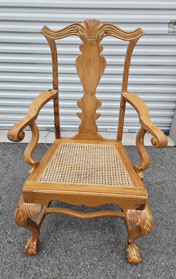 Caned Wood Arm Chair