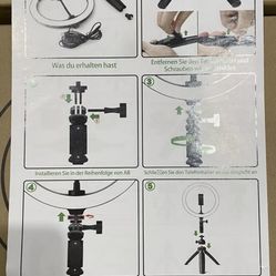 10" LED Ring Light with Tripod Stand & Phone Holder Dimmable Desk Makeup Kit