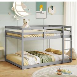 Gray Wood full Over fullBunk Bed