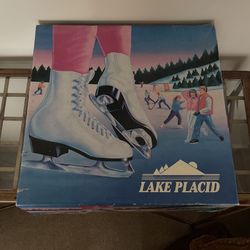 Vintage White Lake Placid Ice Skating Figure Blades  Size 7