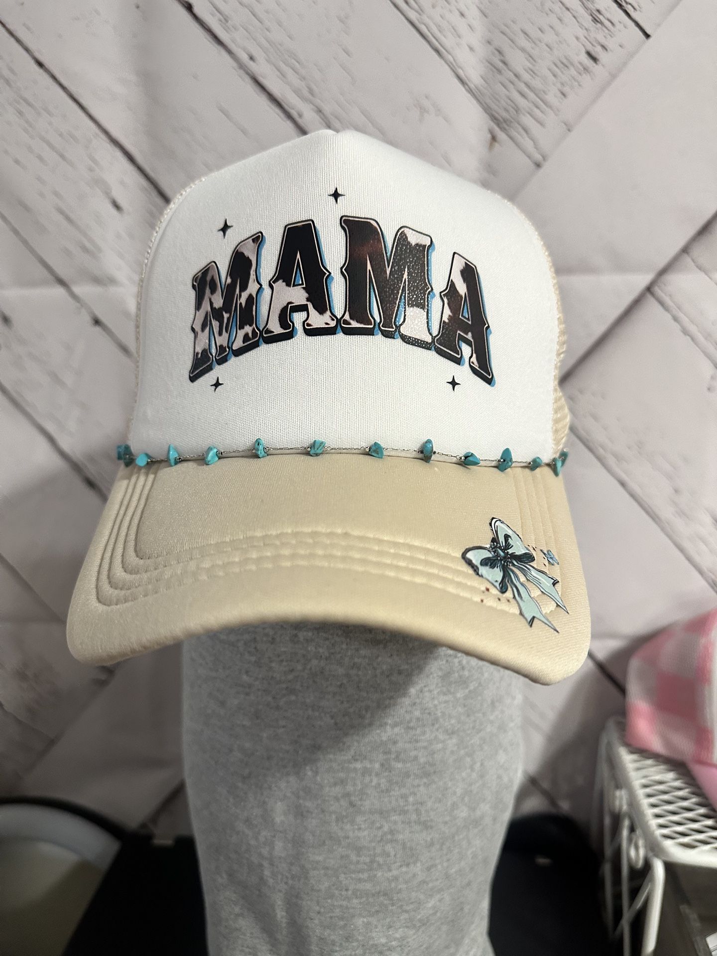 Trucker Hat “MAMA” With Turquoise Chain