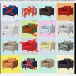 SALE!!!  IKEA Karlstad Armchair,,Choice of Severalj NEW Chair Covers Determines Price- Red,Lt Yellow,Gray,LtBlue-,Orange MCM Plaid,Lt Gray & Morek No