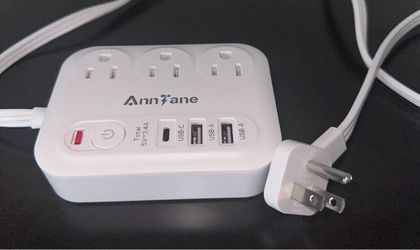 ELECTRONICS: Bluetooth speaker, calculator, Apple chargers, and multiple ports plug outlet