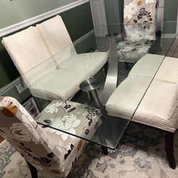 Glass Dining Room Table Set 