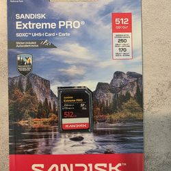 SanDisk Extreme Pro 512 gb Memory Card NEW In Package 