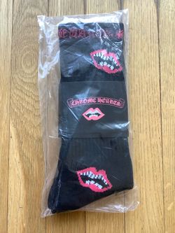 Chrome Hearts Black Socks with Lips Graphic