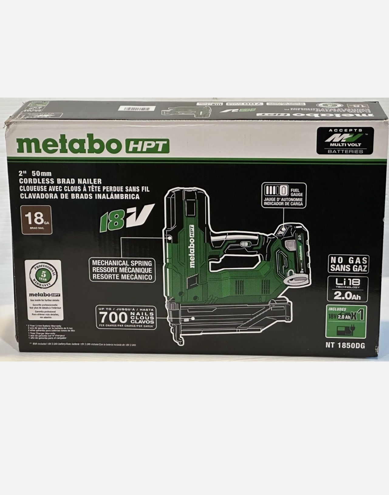 Metabo HPT MultiVolt 2-in 18 -Gauge Cordless Straight Brad Nailer
