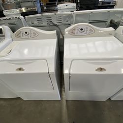 MAYTAG XL CAPACITY WASHER & DRYER SET ELECTRIC with WARRANTY ATTACHMENTS etc.