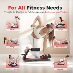 Brand New Foldable Ab Core Machine, Compact Home Gym Sit-Up Trainer with Padded Knee Pads