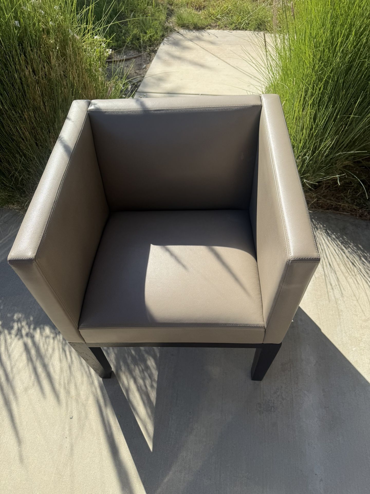 Modern Taupe Faux Leather Club Chair