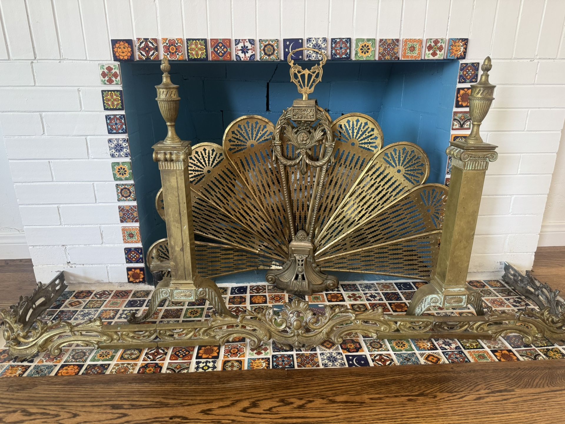 Brass Peacock Folding Fireplace Screen (3 Panels)