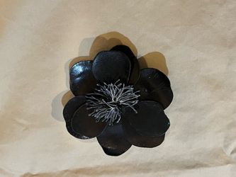 Black Leather Flower Hair Clip & Brooch