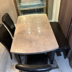 Granite Dining Table Set-Excellent Condition