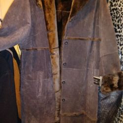 Brown suede and fur inside full length,  $160.00