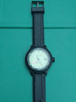  NAUTICA NMX 601 Black Silicone Green Dial with Date Men's Watch 50mm N17618G