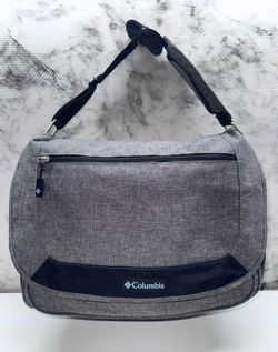 Columbia Departure Point Messenger Diaper Bag Gray Changing Pad EUC Baby