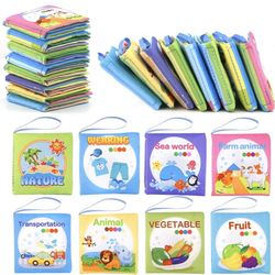 Soft Book Cloth Books for Babies Nontoxic Baby Fabric Cloth Activity Crinkle Soft Books for Baby 0-6 Months Learning Toys Educational Toys (8PCS)