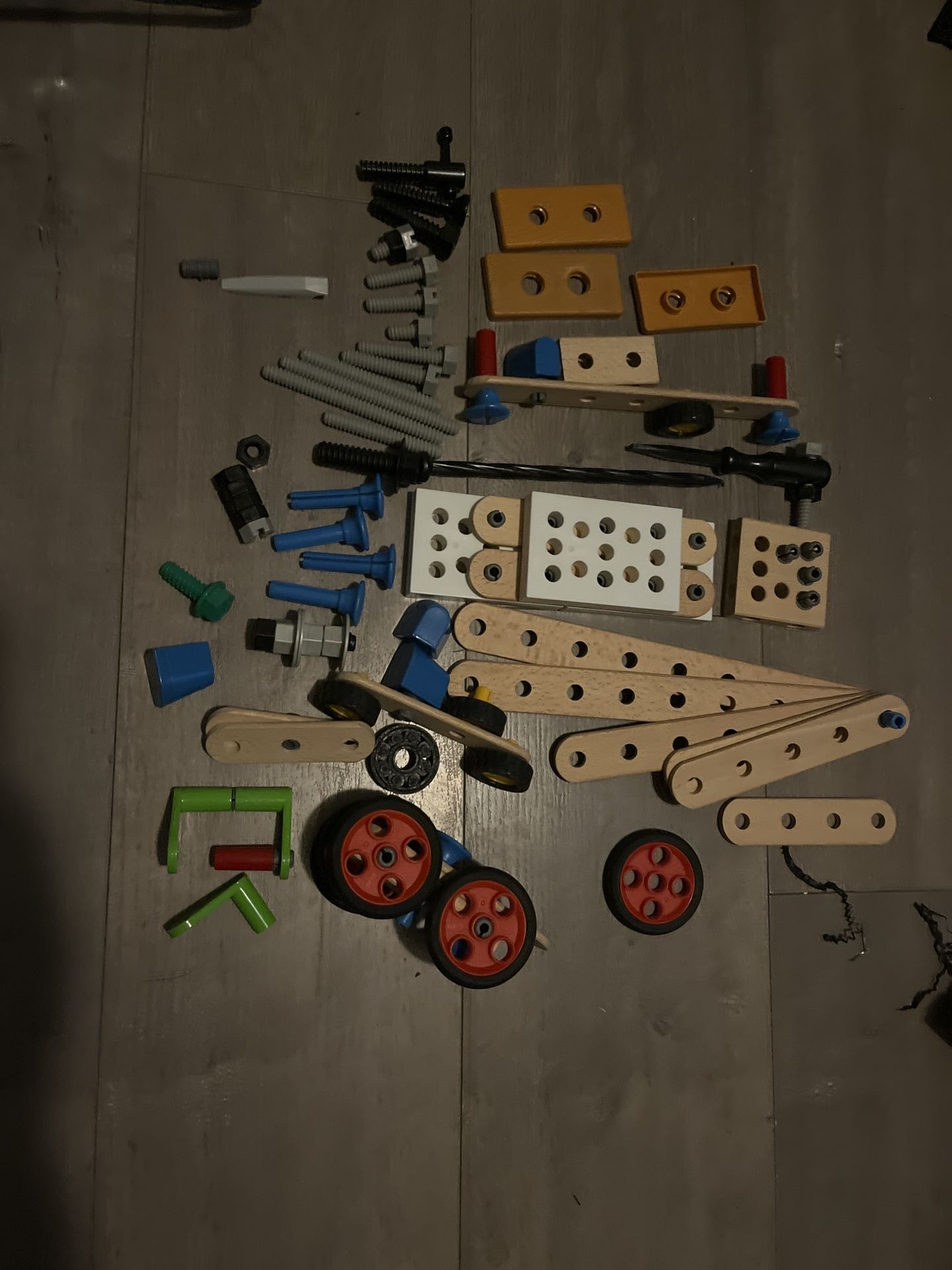 Construction Playset Wood And Rubber Tire