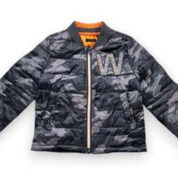 Ikks Camo Print Long Sleeve Zip Up Puffer Jacket Top  Kids Children's Size 10 coat