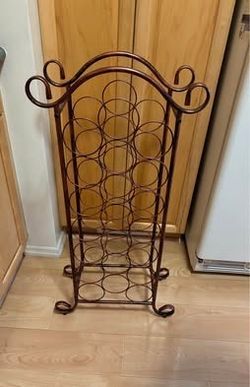 Brushed Copper Metal Wine Rack - Holds 21 Bottles