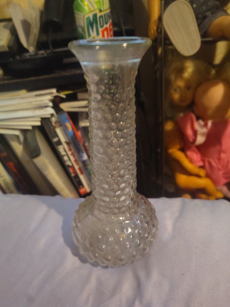 VINTAGE 1960's-1970's E.O. BRODY CO., Clear Glass Hobnail Bubble Vase