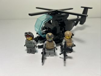 Custom Military Special Ops AH-6 Little Bird Helicopter with 2 Rangers and Pilot