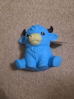 Blue Rubber Bull Squish Toy Figure
