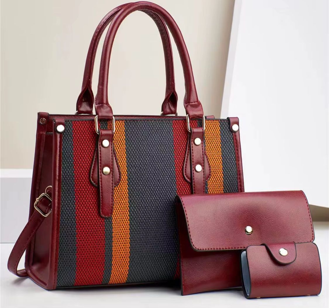3 Pc. Ladies Tote Bag Set Orange wallet not included